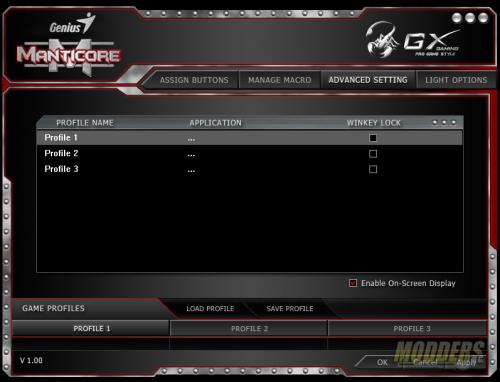 GX Gaming Manticore Software Advanced Settings