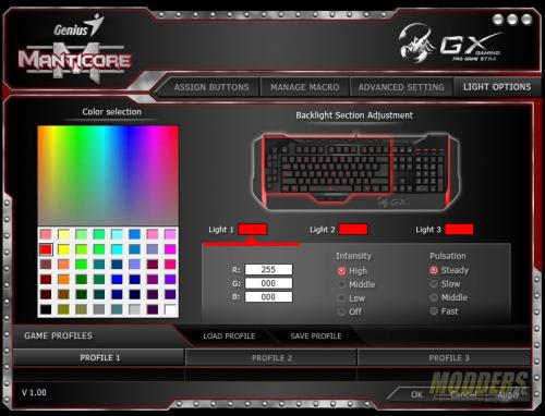 GX Gaming Manticore Software Color Adjustment