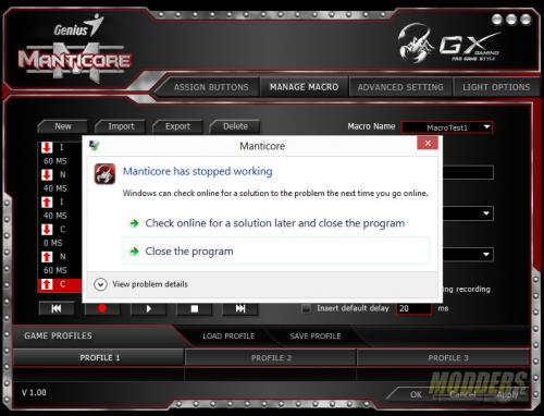 GX Gaming Manticore Software Crash