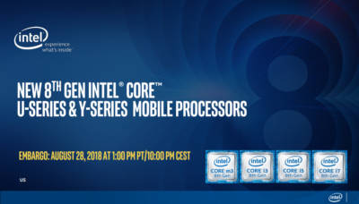 Intel Launches 8th Generation Y and U series Mobile Processors 8th gen, 8th Generation, Intel, Intel U Series, Intel Y Series, laptops, Mobile Processors, U Sereis, Y Series 1