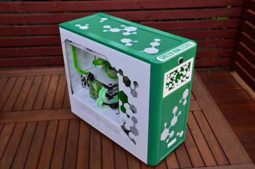 Green Molecule by Alex Ciobanu casemod, EKWB, fractal design 2