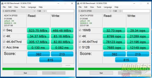 ADATA SP550 75% Full AS SSD