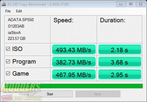 ADATA SP550 Fresh out of Box AS SSD Compression Benchmark