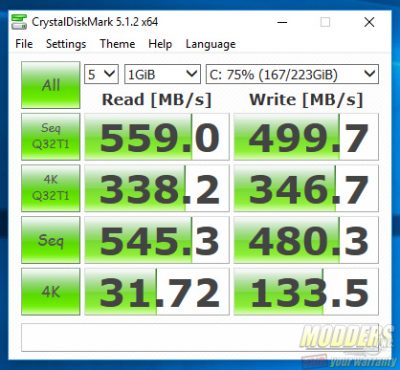 ADATA SP550 75% Full Crystal Disk Mark