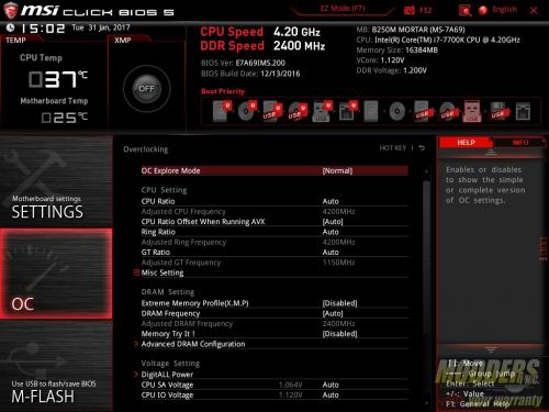 MSI B250M Mortar Motherboard UEFI