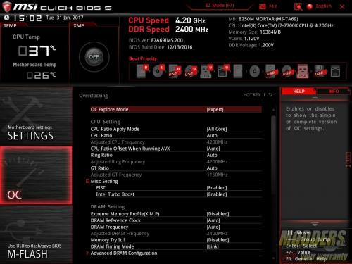 MSI B250M Mortar Motherboard UEFI