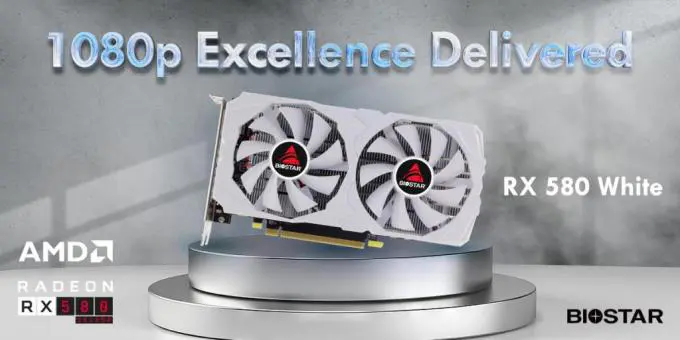 BIOSTAR New White RADEON RX 580 Graphics Card AMD, biostar, Graphics Card, Radeon, Video Card 1