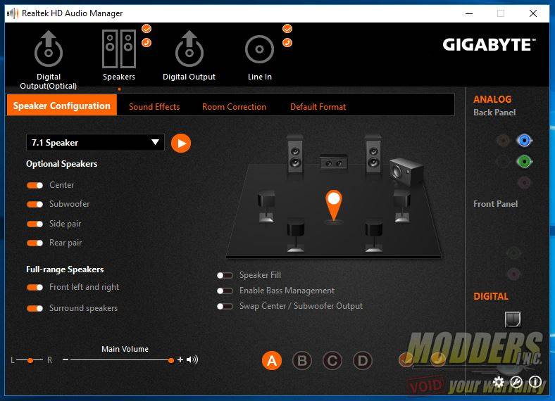 gigabyte realtek hd audio subwoofer