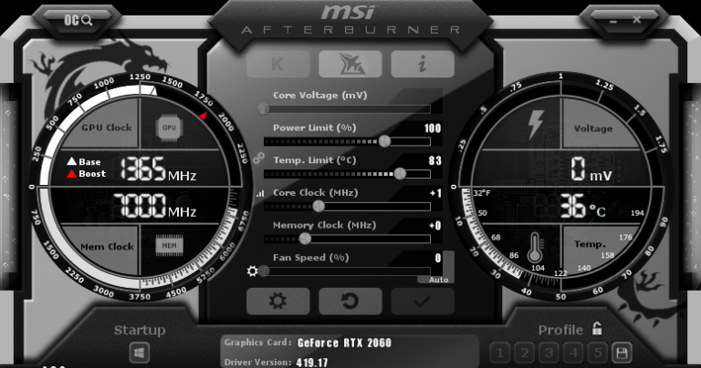 Afterburner настройка 2060 super