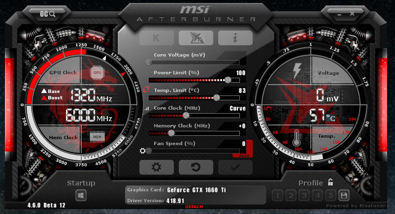 Разгон 1660 ti msi afterburner